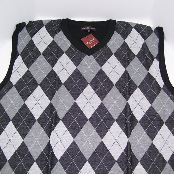 6X St. Patrick V-Neck Black Argyle Sweater Vest 6XL - Picture 2 of 6